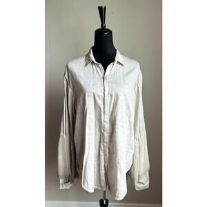 UMIT UNAL Distressed Silk Oversized Balloon Sleeve Shirt in Gray Size L
